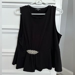 Express Women’s Sleeveless Top Diamond Embellishment - Size L Black